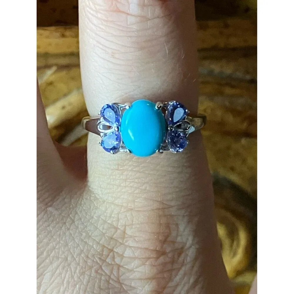 Sleeping Beauty Turquoise Tanzanite Sterling Silver Ring Size 8